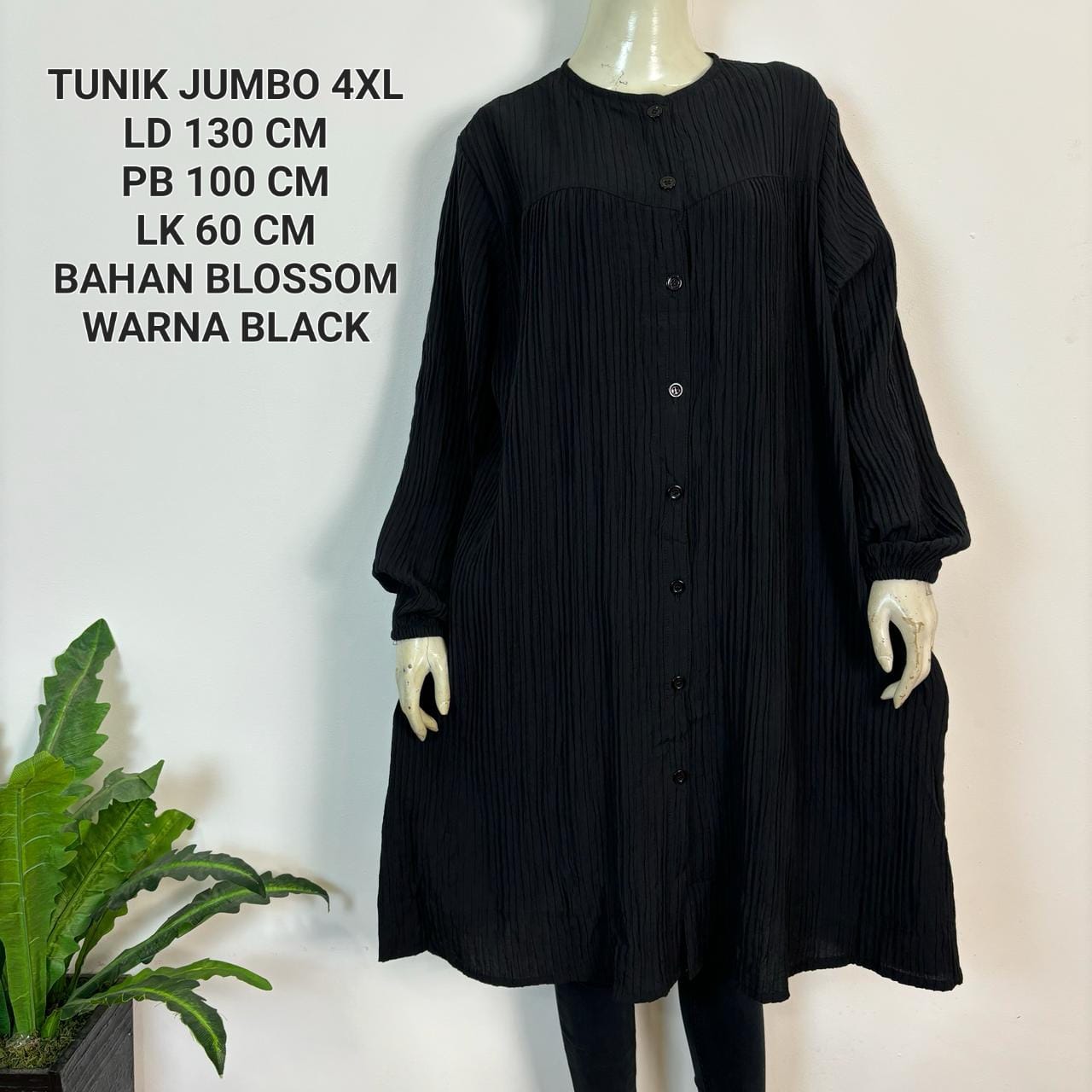 Tunik Jumbo Ld 130 Cm Model Polos Kekinian - Blossom Tunik