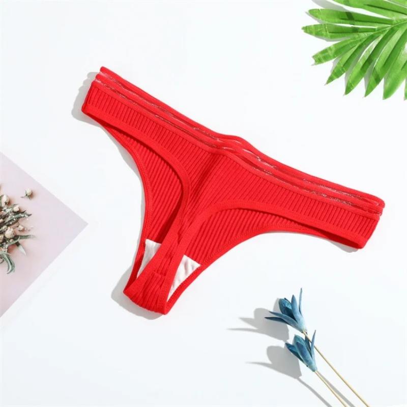 Product Introduction of Sexy Women Thong Cotton Panties Hollow Low Waist Seamless Ribbed Lady Bikini Briefs Comfort G-string Underwear Intimate Lingerie 0