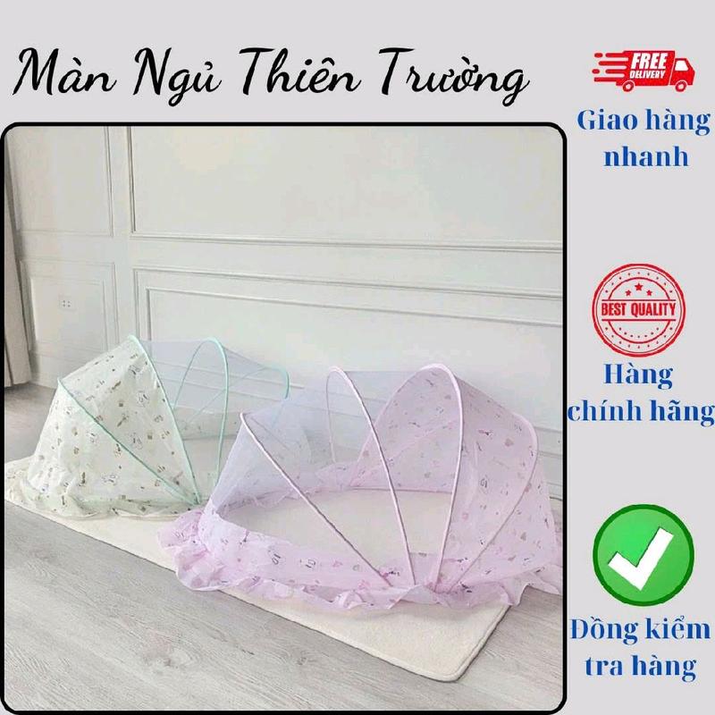 Màn chụp gấp gọn cho bé viền vải chống muỗi cao cấp Thiên Trường. Bảo hành 18 tháng
