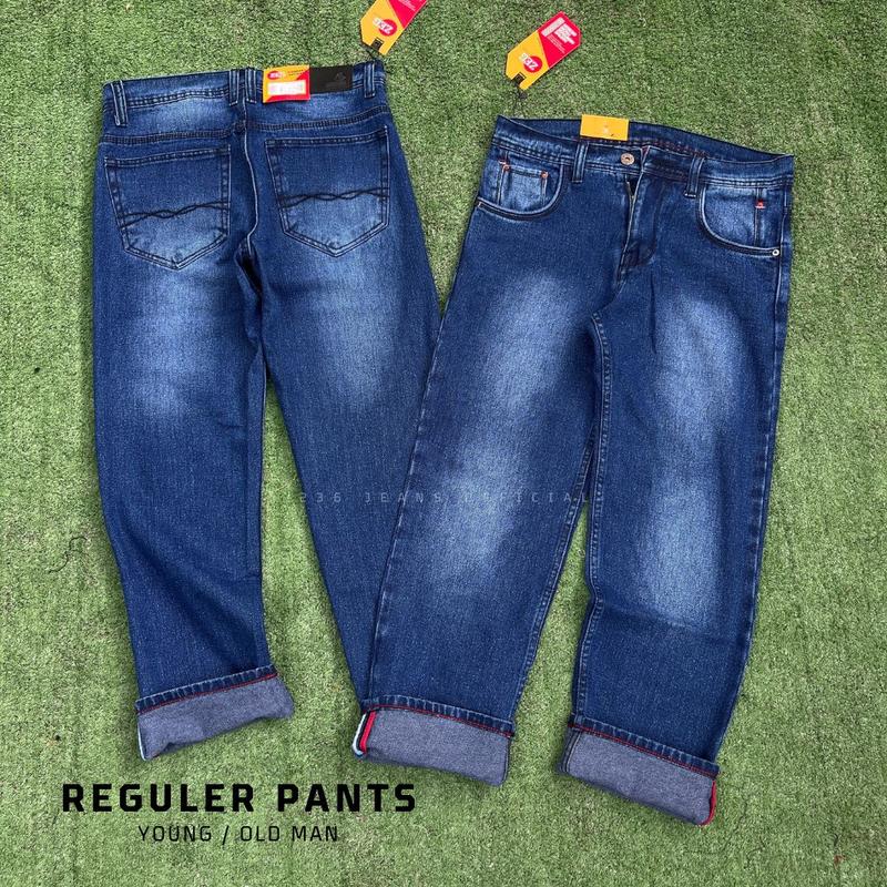 236JO - Celana Jeans Panjang Pria Fashion Spray Reguler Pants Denim 0