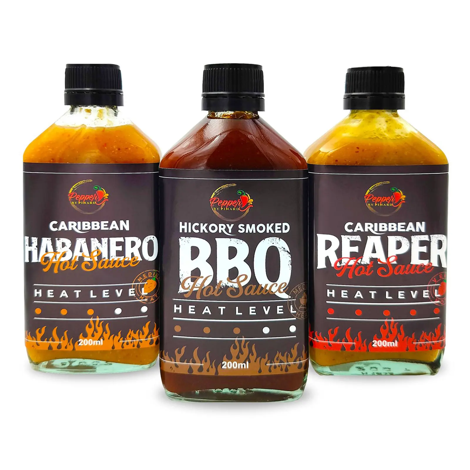 Habanero Carolina Reaper and BBQ Hot Sauce Pepper By Pinard 200ml