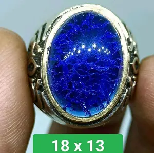 Cincin Batu Biru King Safir 18 x 13 , Serat Pecah Seribu