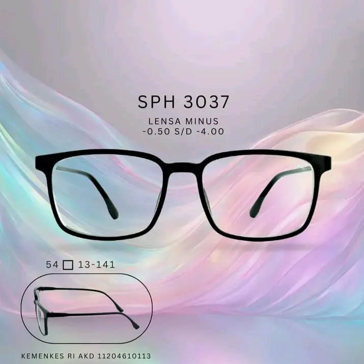 KACAMATA  MINUS  WARNA FRAME HITAM MODEL KOTAK PERSEGI  TERSEDIA UKURAN -0,50 SAMPE -400