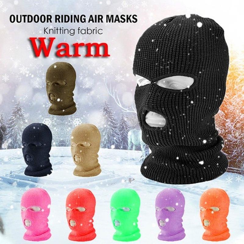 Product Introduction of Mặt Nạ Trượt Tuyết Dệt Kim 3 Lỗ, Che Toàn Mặt, Balaclava Mùa Đông, Ấm Áp, Cho Thể Thao Ngoài Trời, Thời Trang 13