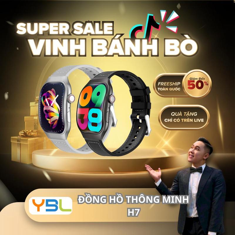 YBL X VINHBANHBO Đồng Hồ Thông Minh H7 size 49mm Liên Kết Điện Thoại Nghe Gọi 2 Chiều Nhận Thông Báo Tin Nhắn Nghe Nhạc Theo Dõi Bài Tập Thể Dục Thể Thao