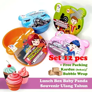 Set 12 Pcs Lunch Box Gambar Tempat Makan Souvenir Ulang Tahun - Baby Panda