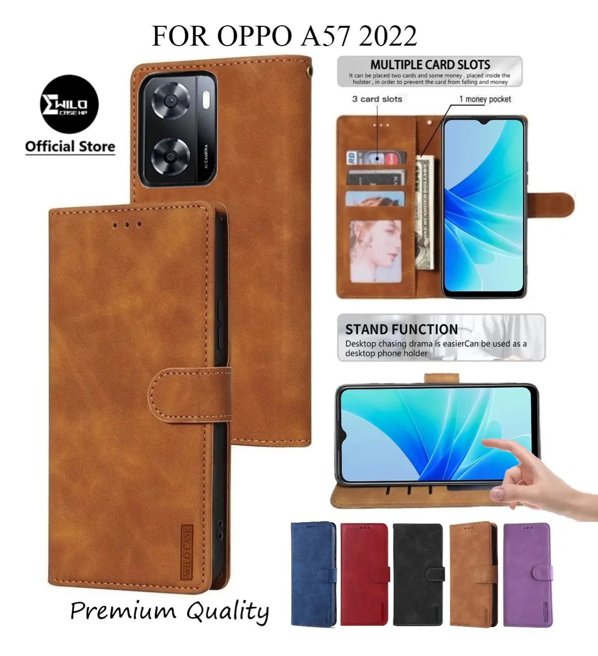 FLIP CASE OPPO A57 4G ( 2022 ) FLIP LEATHER CASE PREMIUM-FLIP WALLET CASE KULIT