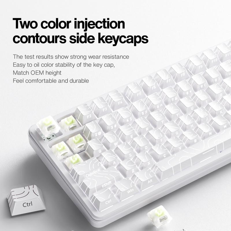 LANGTU T88 Pro Custom Mechanical Keyboard Tri Mode Wireless White Contour Lines RGB Backlit Gasket Pro 88 Keys 5