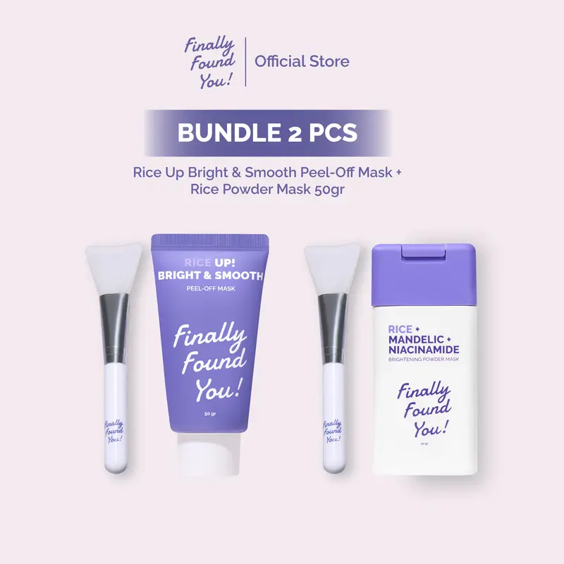 [SUPER BRAND FESTIVAL] Finally Found You! BUNDLE 2PCS: RICE + MANDELIC + NIACINAMIDE Brightening Powder Mask 50gr + RICE UP! Bright & Smooth Peel Off Mask 50gr 1