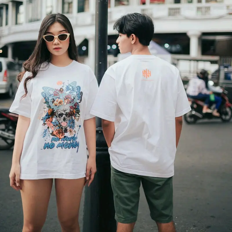 Oversize T-shirt Unisex Blue Butterfly by INH Art Work Apparel  Baju Wanita  Pria Kaos Katun  Combed Pendek Motif Distro Casual  Oblong 3