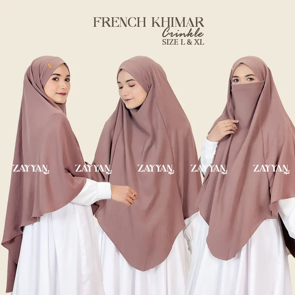 Zayyan. French khimar Crinkle Airflow SIZE L & XL Hijab Syari france  khimar
