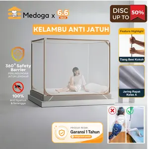 Medoga Kelambu Minimalis Simpel Anti Jatuh Anti Nyamuk Anak Bayi Dewasa Tidur Bedrail 120x200 180x200