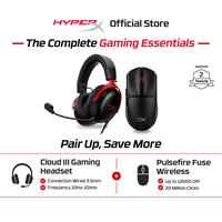 Gambar [BUNDLE] HyperX Headset Gaming Cloud III Wired Black-Red / Black Noise Cancelling Spatial Audio Leather + Pulsefire Fuse Wireless Black RGB Gaming Mouse 12000 DPI 6 Buttons - Black-Red dari HyperX Indonesia Kota Administrasi Jakarta Utara 1 Tokopedia