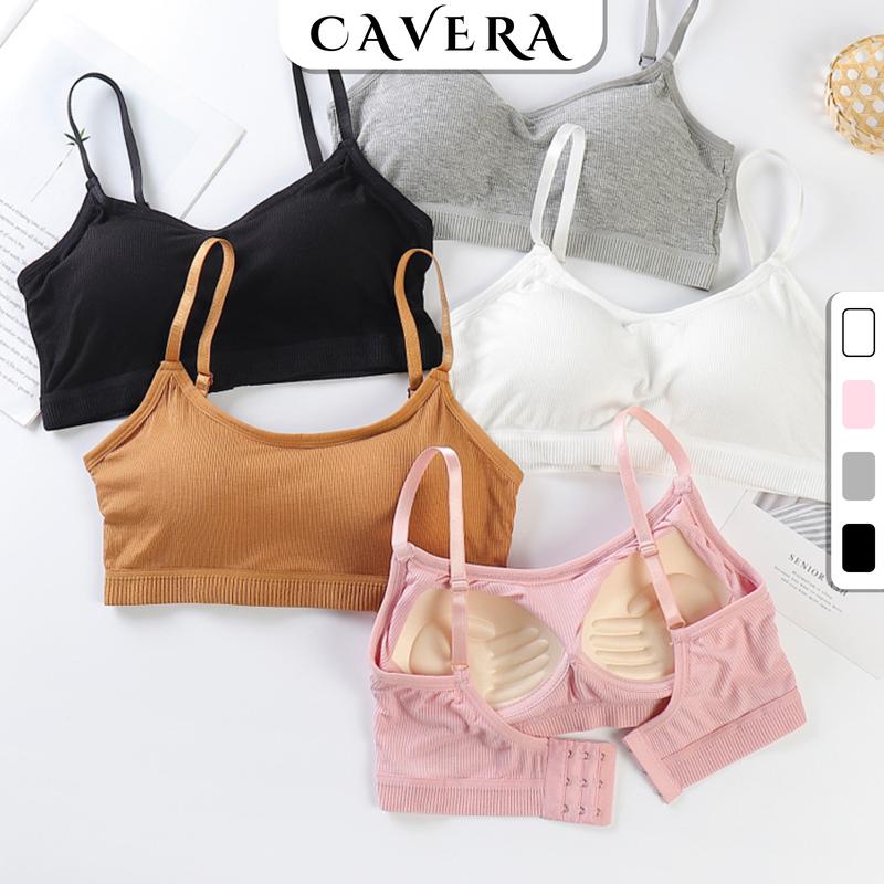 Áo bra nữ Cotton gân tăm kèm mút mỏng nâng đỡ định hình ngực - B727 Top Women Thun Kem