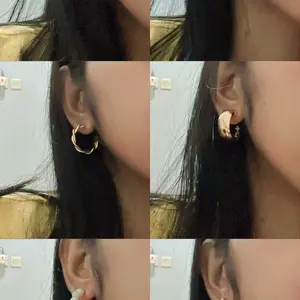 Vary Vase Korea Kepribadian Elegan Anting-Anting Persegi Emas Perak Perak Anting-Anting Bulat Mutiara  5-6 Pcs Set  Aksesoris Perhiasan Wanita  Paduan Perak anting  titanium  wanita