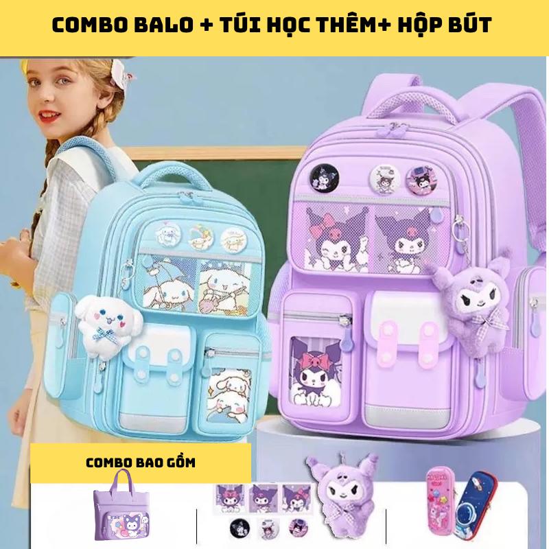COMBO Balo Chống Gù+Túi Học Thêm+Hộp Bút In 3D Cho Bé Trai Gái Học Sinh Cấp 1 2 Đeo Vai Mầm Non Mẫu Giáo Đi Học