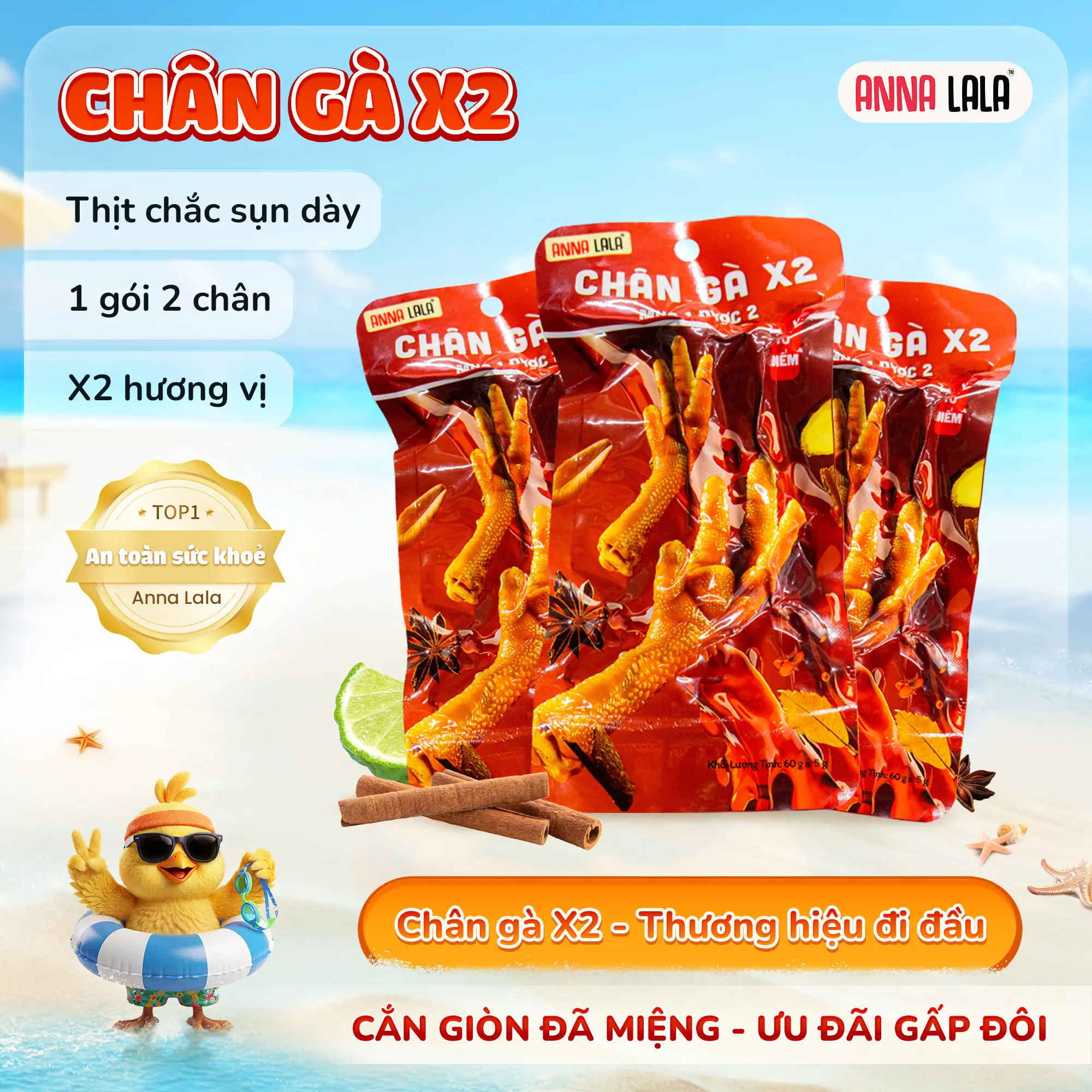 [ 1 GÓI 2 CHÂN ] Combo Chân gà x2 - Vị 10 điểm 60G Anna LaLa MUA 1 ĐƯỢC 2- Thơm ngon Ăn Vặt Food Snack