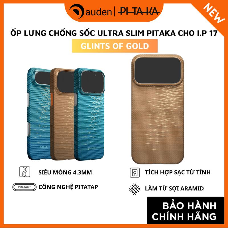 Ốp lưng PITAKA Ultra Slim Glints of Gold siêu mỏng nhẹ, sạc từ tính