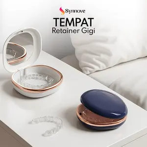 Tempat Retainer Gigi Set Cermin Tempat Gigi Palsu Lepas Pasang Denture Box Kawat Gigi
