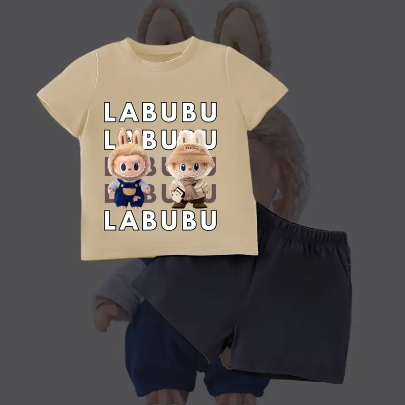 Setelan Anak anak Labubu Labubu Setelan anak anak perempuan dan laki laki Setelan anak Balita Setelan anak anak Cewek dan cowok One Set Katun Anak anak Labubu 3