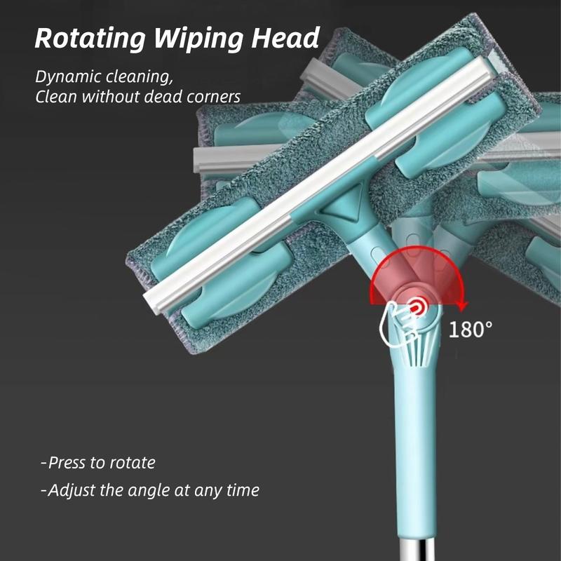 Product Introduction of Glass Cleaning Brush 160CM 180° Rotating Wiping Head Double-Sided Window Squeegee And Microfiber Scrubbe Window Wall tiles And Flooring Cleaning Brush Scapper Tool 17