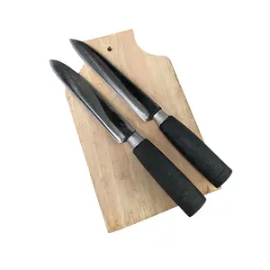 PROMO 2PCS Pisau Dapur Baja HSS Serbaguna Koki Kitchenware Pisau Buah Gagang Plastik Semi Karet Anti Livin Di Tangan