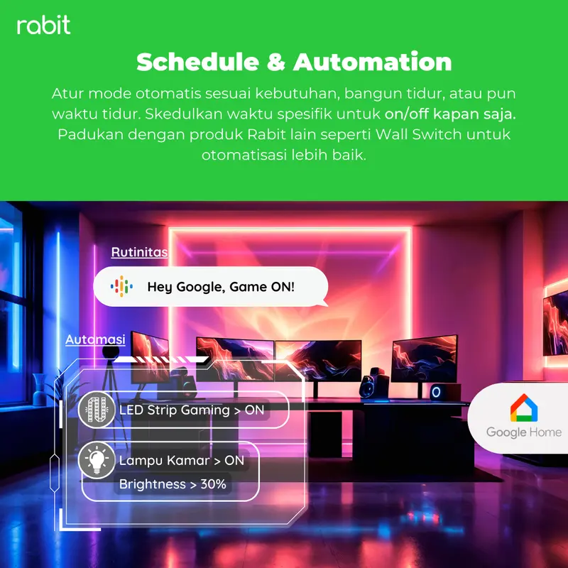 RABIT SMART LED STRIP COLOR 2M RGBWW 2 METER EXTENDABLE LAMPU PINTAR WIFI IP65 WATERPROOF