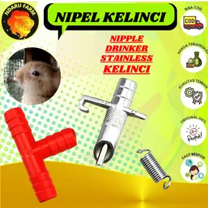 PAKET Alat Minum Dot Nipel Kelinci Otomatis / Paralel Kelinci Kucing Nipple Drinker Stainless NDARUFARM