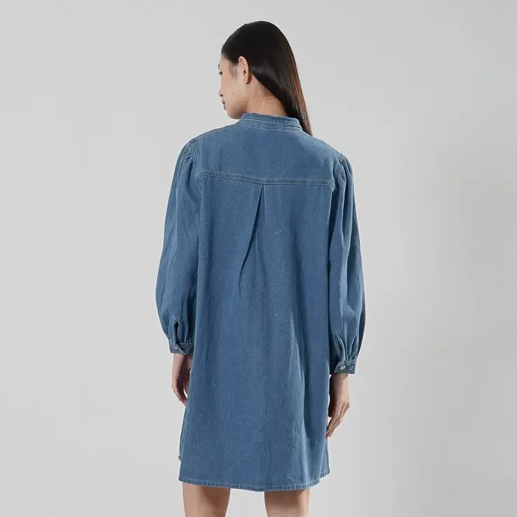 This Is April Gaun Mini Wanita Lengan Panjang Amaleeya Dress Denim C7002000 4