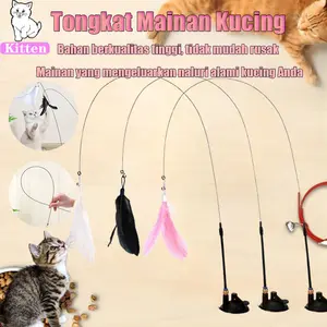Mainan Kucing Cat Teaser Toys Stick Tongkat Kucing Tongkat Bulu Mainan Kucing Tongkat Bulu Lengkung
