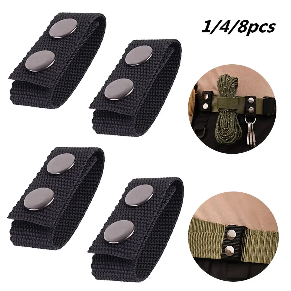 1/4/8Pcs Durable Double Snaps Outdoor Belt Keeper Belt Buckle Heavy Duty Nylon Strap