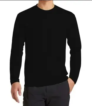 Baju Kaos Lengan Panjang POLOS Keren Viral / Atasan Cowok Cewek Lengan Panjang Terlaris / Pakaian Pria Wanita Ngetren Oblong Dewasa Unisex Nyaman Tebal Hitam