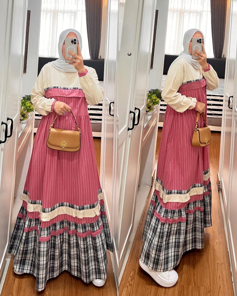 Product Introduction of SEO GAMIS SEMUT BY SYAINA TERBARU DAN KEKINIAN  Katun Polos Linen Muslim Nyaman Wudhu Wanita Dress Dewasa Lebaran gam is cantik 4