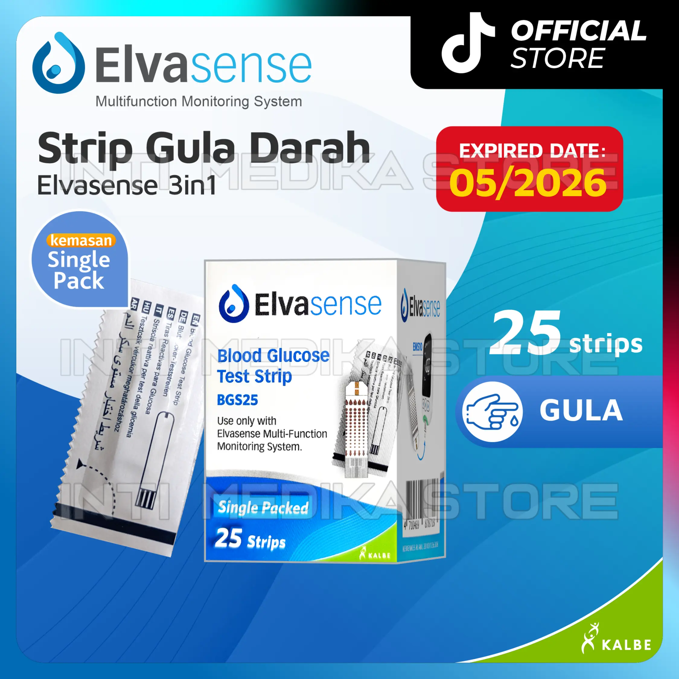 ELVASENSE - Strip Refill Cek Diabetes Gula Darah Elvasense 3in1