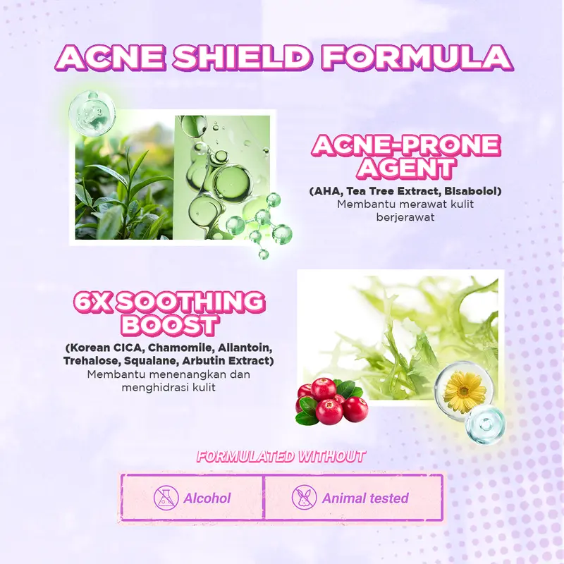 [PAKET MAKEUP 3PCS] DAZZLE ME Acne Armor Makeup Bundle Acne Soothing Setting Spray Flawless Flex Compact Powder Cushion Acne-Prone Friendly Tahan Lama Untuk Kulit Berjerawat 8