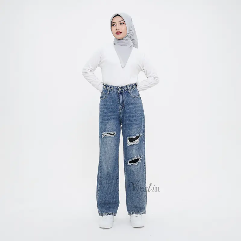 VIERLIN - Jeans 8972 - HIGH WAIST LOOSE JEANS Celana Panjang 7