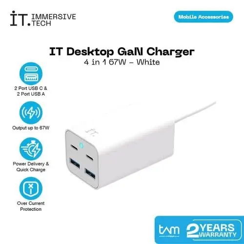 Pengisi Daya Desktop IT GaN 4in1 67W - Putih