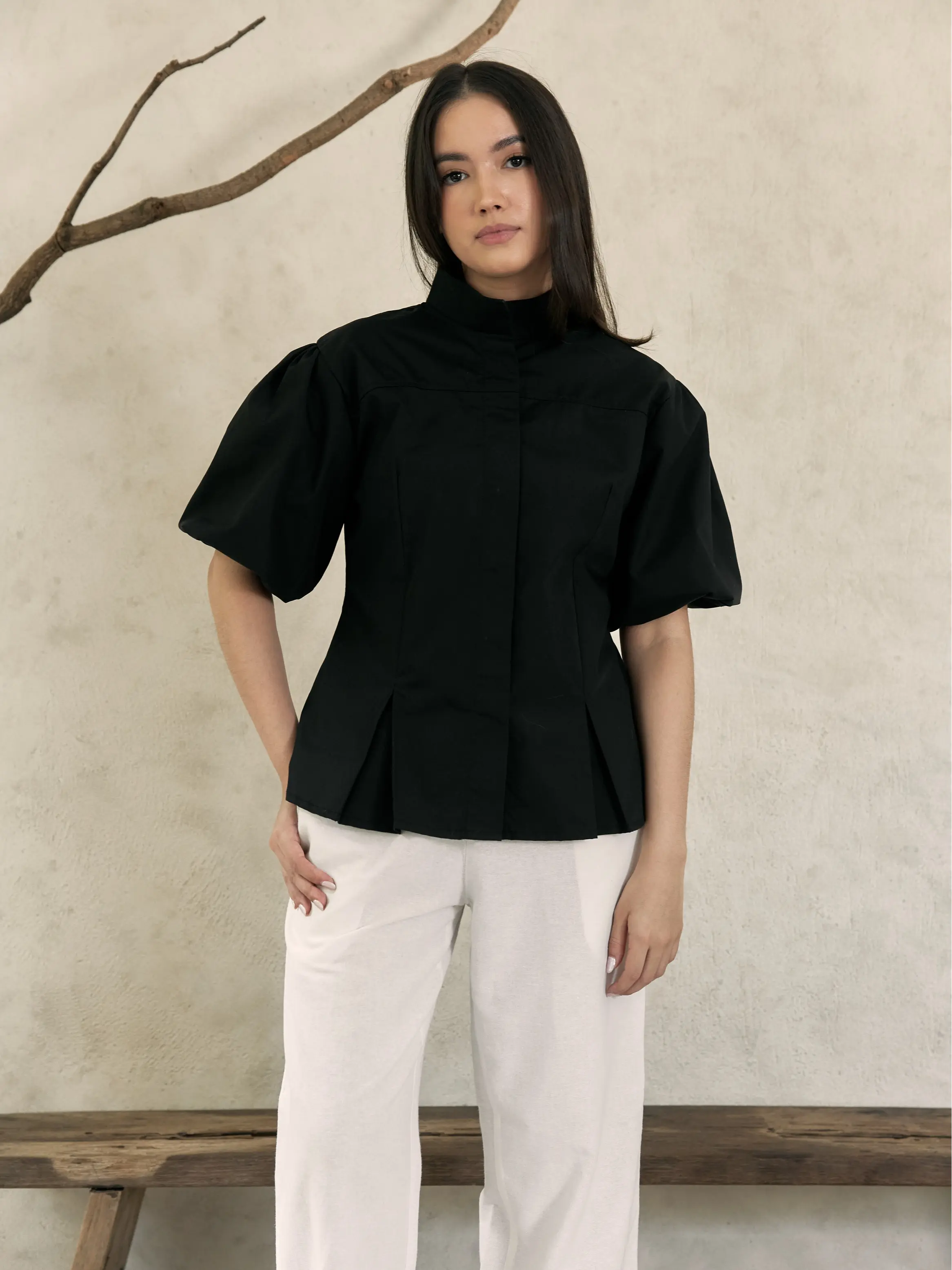 ENCAPSULE - Solene Top (Black Balloon Sleeve Shirt)
