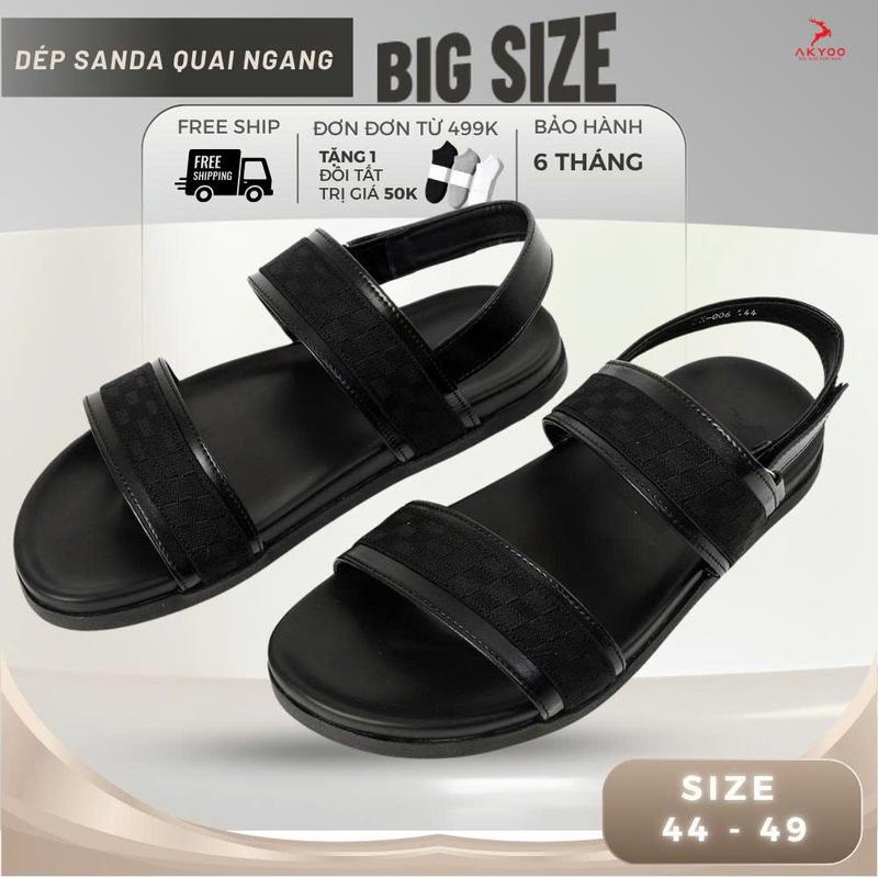 Dép Da Nam Sanda Big Size 44,45,46,47,48,49 - Da Bò Full Grain , Đế Chống Trơn Trượt - MÃ  SD 04 Sandal Cao Su Quai Hậu Đế Bằng DéP