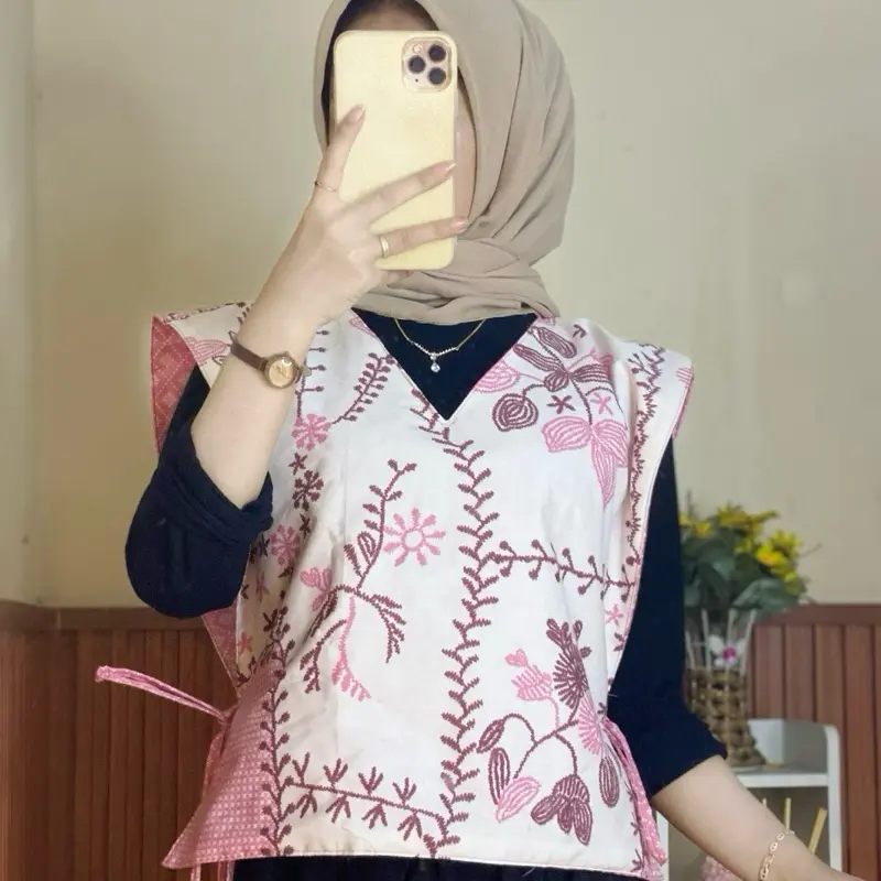 Vest Batik Wanita Motif BOLAK BALIK DOUBLE Cardigan Outer Batik Viral V Atasan Rompi Casual Tanpa Lengan Bahan Katun Primis Adem Nyaman