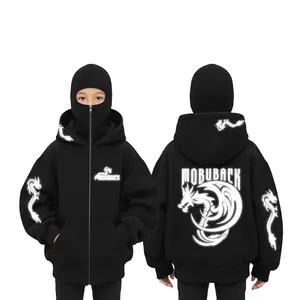MOBUBACK Sweater Hoodie Ninja Balaclava Anak 7-12 Tahun Reflective Menyala Urban Draconyx Hoodie Jumper Kids Bahan Tebal 280GSM Terbaru 2026