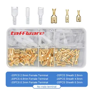 Taffware 120Pcs Female Skun Kabel Gepeng Konektor Terminal 2.8mm 4.8mm 6.3mm Wire Crimp Connector Dengan Insulation Sheath - SC7