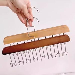 Móc Treo Bằng Gỗ, Combo 3 Chiếc, Bao Gồm 8 Móc Sắt Nhỏ Thích Hợp Treo Áo Ba Lỗ, Khăn Tắm, Áo Ngực, Cà Vạt, Có Thể Xoay 360 Độ, Móc Treo Đồ Lót Đa Năng, Moc Gotreodolot, [Q-Men]