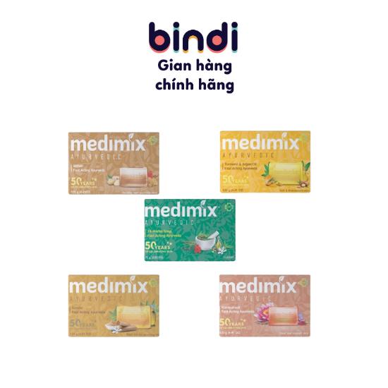 Combo Xà phòng Medimix 18 Loại Thảo Dược - Nghệ Và Dầu Argan - Đàn Hương - Kumkumadi Nghệ Tây - Cỏ Hương Bài 125g bánh