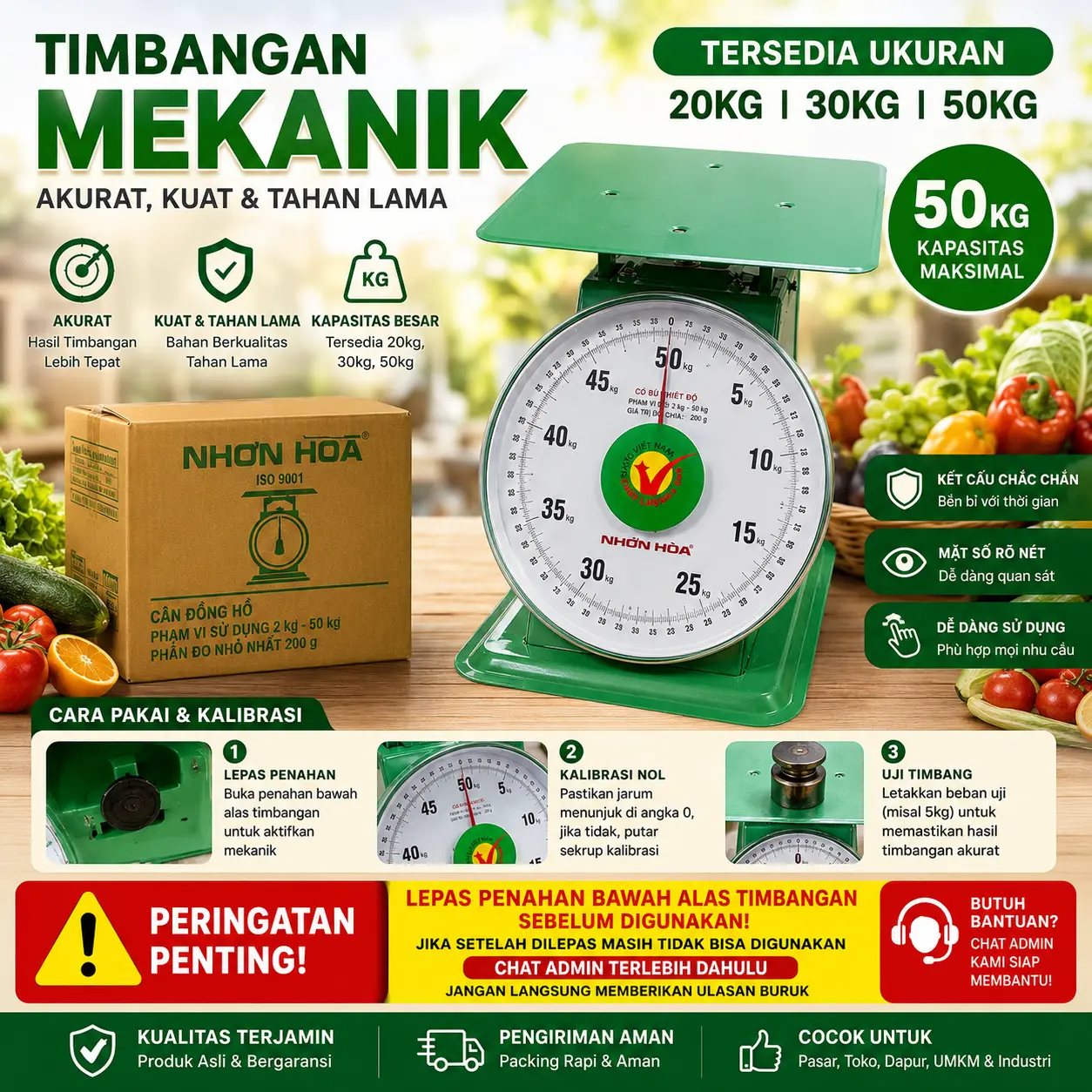 NONHOA Timbangan Duduk Jarum 20 30 dan 50 Kg Vietnam Quality Manual Nonhoax Kapasitas 20 30 50 Kg Cocok untuk Kebutuhan Sehari-hari