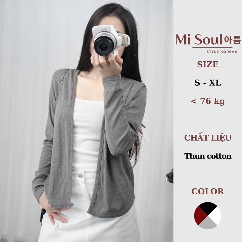  Áo Cardigan Basic Trơn Dáng Dài MiSoul Chất Cotton Mịn Nhiều Màu BigSize Áo Khoác Ngoài From Rộng Dài Tay 475 