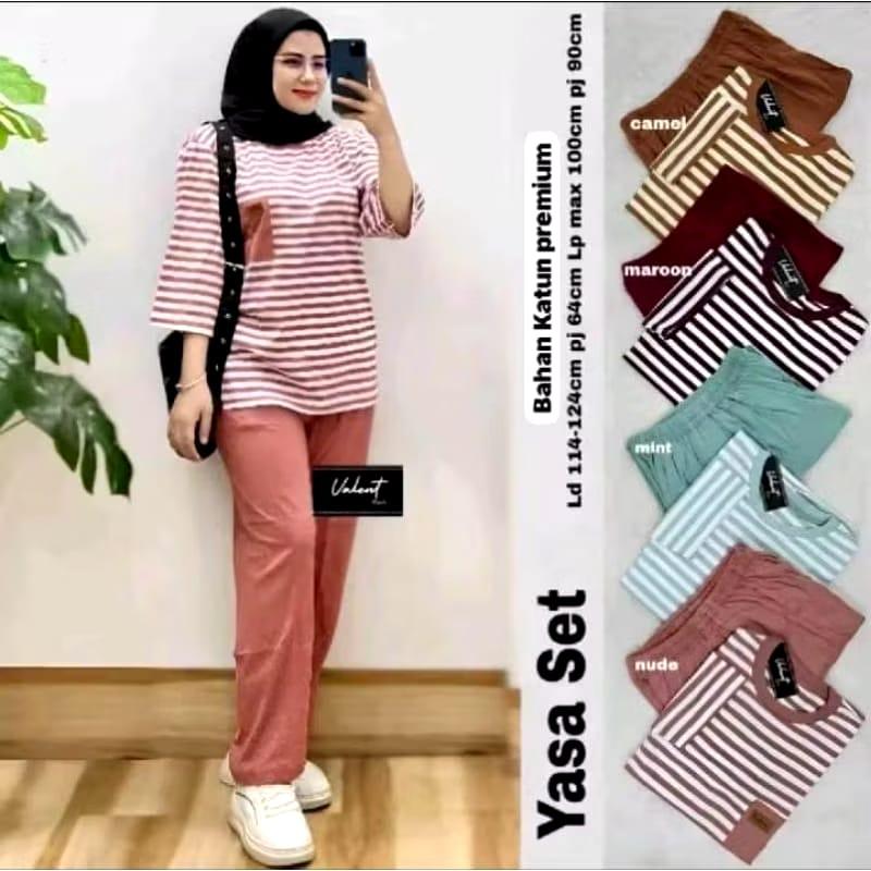 Setelan atasan Salur Celana Cargo wanita Dewasa Terlaris virall 2025 5