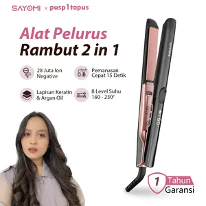 (EXCLUSIVE) SAYOMI S3207 x Pusp1tapus Catokan Rambut 2 In 1 Keratin Ionic 3D Floating Cheramic Glide Lurus Curly Tahan Lama Fast Heating 28 Juta Ion Negative Hair Straightener Lurus Curly Keriting Garansi 12 Bulan