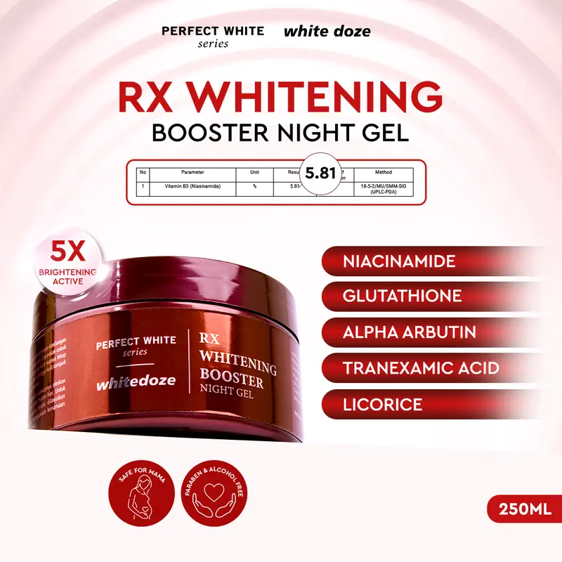 [BUY 2 GET 5] [Free Tone Up Mist + 2 Sachet Snow White] PERFECT WHITE RX Whitening Booster Night Gel + Advanced 10X AHA Body Serum | Perawatan HB Pencerah Kulit Kaki Tangan Mencerahkan Tubuh Kusam Lotion Malam Niacinamide, Alpha Arbutin 1