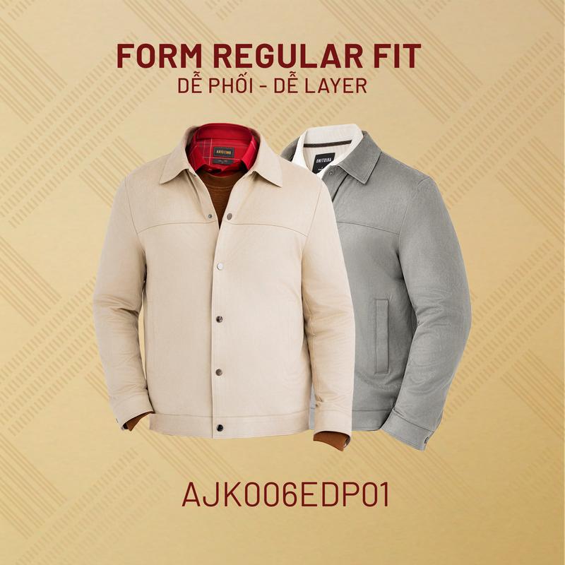   MỚI  ARISTINO Áo Khoác Da lộn 2 Lớp Nam Aristino Cổ bẻ cổ điển Menswear truyền thống phom Regular Fit AJK006EDP01 